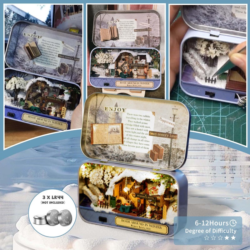 Flever Dollhouse Miniature DIY House Kit Creative Room with Furniture and Cover for Romantic Valentine's Gift(Roam Around in Winter) - Image 5